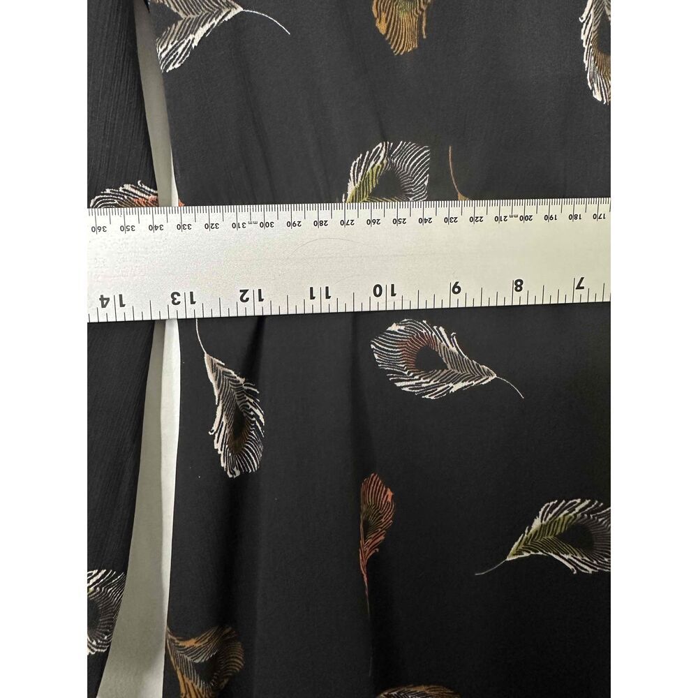 Madewell Dress Womens Size 00 Black Peacock Feathers Wrap A Line - Picture 8 of 11